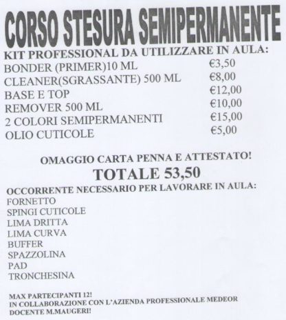 CORSO GRATIS STESURA SEMIPERMANENTE