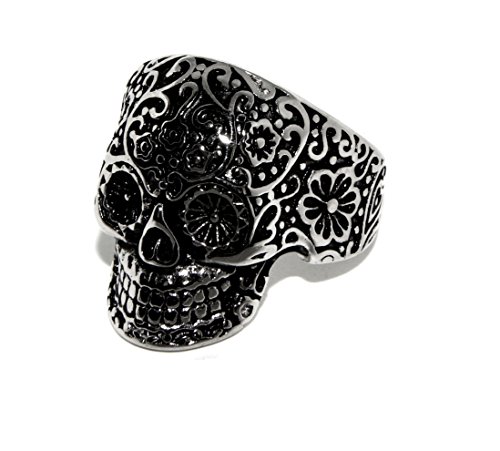 Acciaio Anallergico inossidabile anello UOMO donna TESCHIO skull 3D MESSICANO