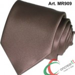 Cravatta o Cravattino Made In Italy Alta Qualità in Raso Poli Con Pochette Mr909 Marronescuro