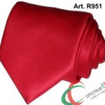 Cravatta o Cravattino Made In Italy Alta Qualità in Raso Poli Con Pochette R951 Rosso